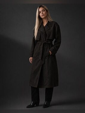 All Saints Minimalist Trench Coat Self Tie Belt Linnie Trench